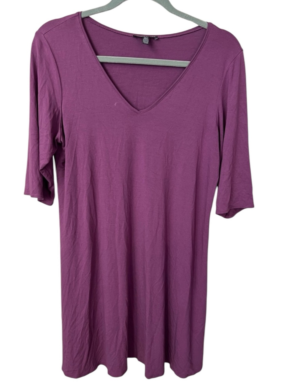 Eileen Fisher Plum Purple V-Neck Tunic Mini Dress Size M